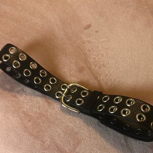 Black Leather Grommet Belt